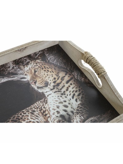 Plateau DKD Home Decor 40,5 x 30 x 6,5 cm Multicouleur Bois MDF (2 Unités)