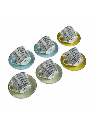 Lot de tasses avec soucoupes Versa Leia Porcelaine 9 x 14 x 14 cm 10,5 x 8 x 6 cm 14 x 14 x 2 cm (12 pcs)