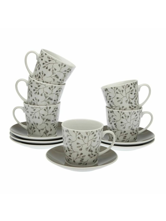 Juego de Tazas con Platos Versa Oxford Porcelana 9 x 14 x 14 cm 10,5 x 8 x 6 cm 14 x 14 x 2 cm (12 pcs)