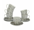 Juego de Tazas con Platos Versa Oxford Porcelana 9 x 14 x 14 cm 10,5 x 8 x 6 cm 14 x 14 x 2 cm (12 pcs)