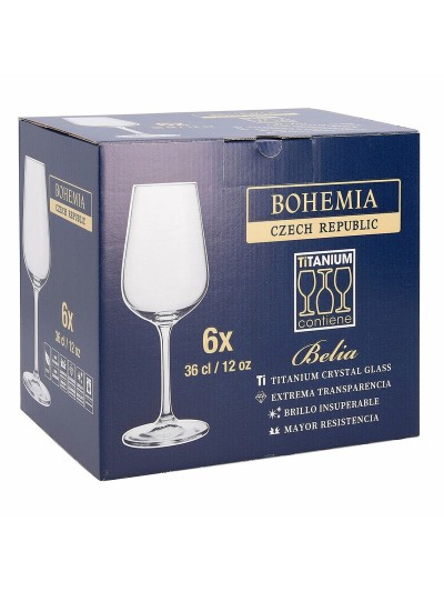 Copa de vino Bohemia Crystal Belia Transparente 6 Piezas 360 ml