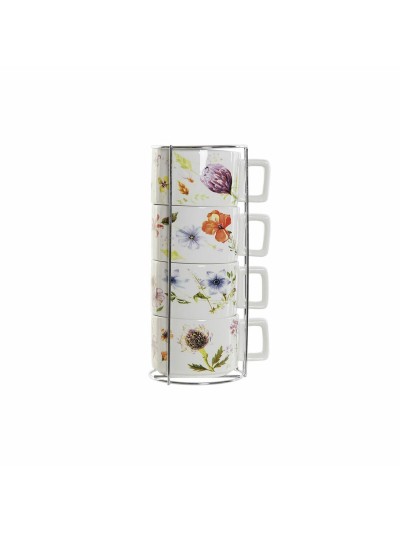 Ensemble de tasses à café DKD Home Decor Multicouleur Métal Dolomite 260 ml (4 Pièces)