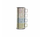 Juego de Tazas de Café DKD Home Decor Azul Verde Rosa Metal Dolomita 260 ml (4 Piezas)