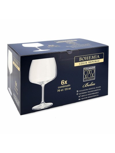 Wineglass Bohemia Crystal Belia Combined Transparent Glass 700 ml 6 Pieces