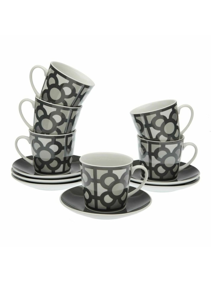 Set of 6 teacups with plates Versa Urbana Porcelain 9 x 14 x 14 cm 10,5 x 8 x 6 cm 14 x 14 x 2 cm