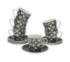 Juego de 6 Tazas de Té con Plato Versa Urbana Porcelana 9 x 14 x 14 cm 10,5 x 8 x 6 cm 14 x 14 x 2 cm