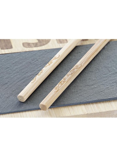 Set de Sushi DKD Home Decor Negro Natural Bambú Pizarra Oriental 25 x 22 x 3 cm