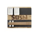Set de sushi DKD Home Decor Noir Naturel Bambou Ardoise Oriental 25 x 22 x 3 cm