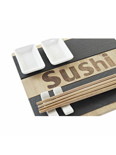 Sushi Set DKD Home Decor Black Natural Bamboo Board Oriental 25 x 22 x 3 cm