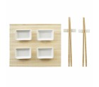 Set de Sushi DKD Home Decor Metal Bambú Blanco Natural Oriental 30 x 40 cm 28 x 22 x 2,5 cm (9 Piezas)