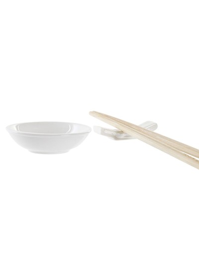Set de Sushi DKD Home Decor Bambú Gres Blanco Natural Oriental 27,3 x 20,3 x 2,5 cm (12 Unidades)