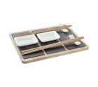 Set de Sushi DKD Home Decor Bambú Pizarra Negro Natural Oriental 25 x 19 x 3 cm