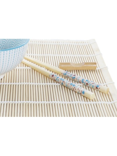 Sushi Set DKD Home Decor 14,5 x 14,5 x 31 cm Blue White Stoneware Oriental (16 Pieces)