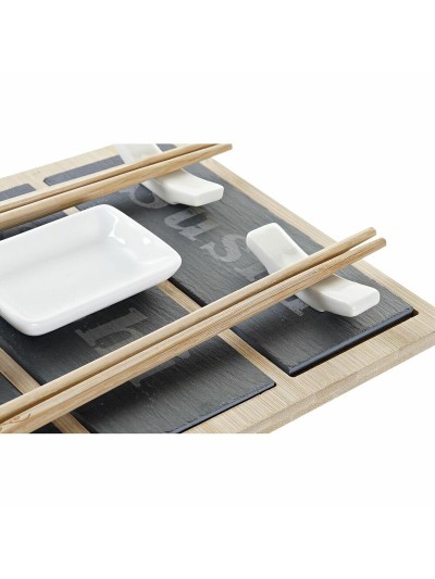 Sushi Set DKD Home Decor Bamboo Board Black Natural Oriental 25 x 19 x 3 cm
