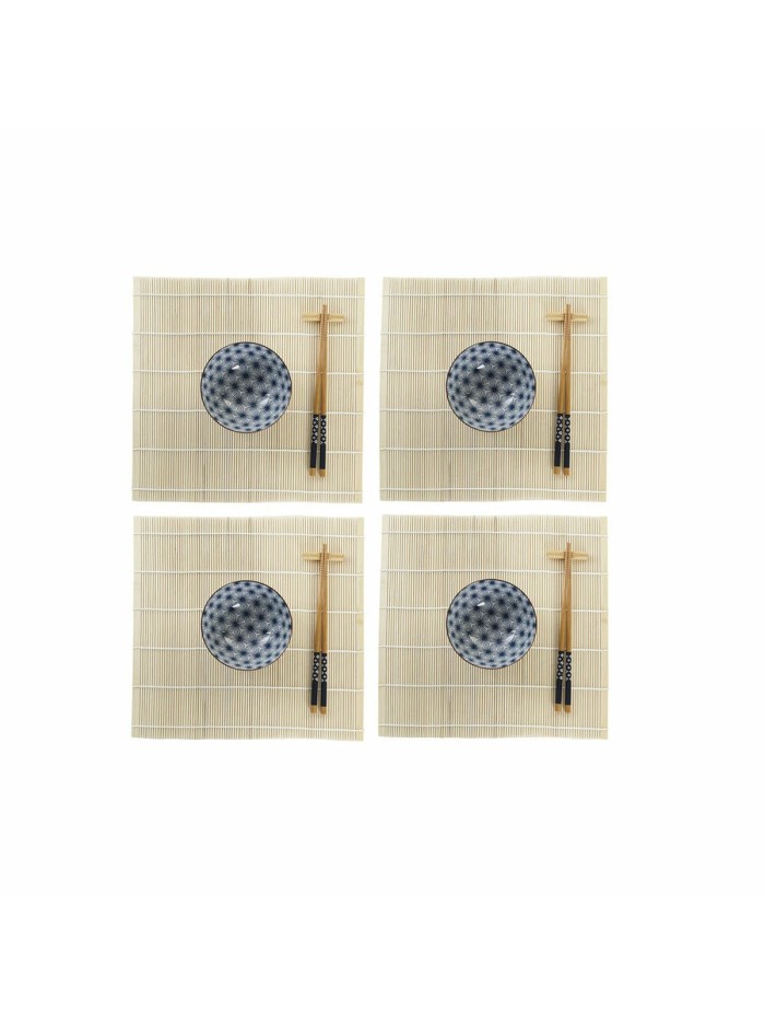 Sushi Set DKD Home Decor 14,5 x 14,5 x 31 cm Blue Stoneware Oriental (16 Pieces)