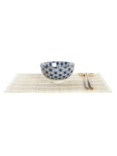 Set de sushi DKD Home Decor 14,5 x 14,5 x 31 cm Bleu Grès Oriental (16 Pièces)