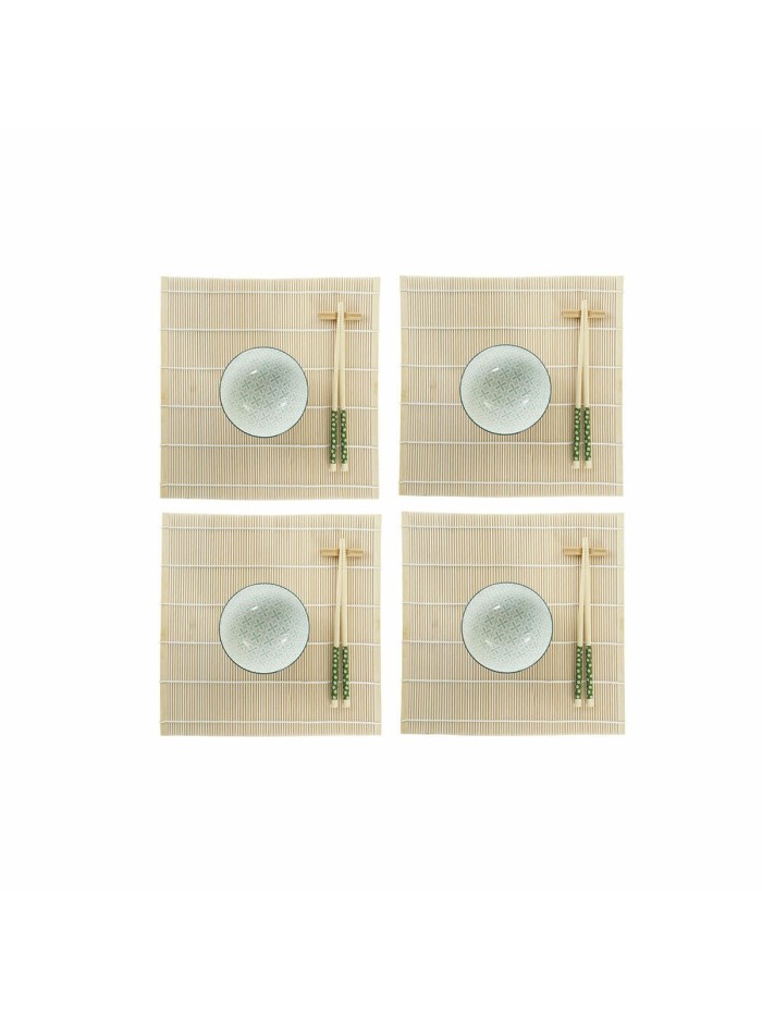 Sushi Set DKD Home Decor 14,5 x 14,5 x 31 cm Green Stoneware Oriental (16 Pieces)