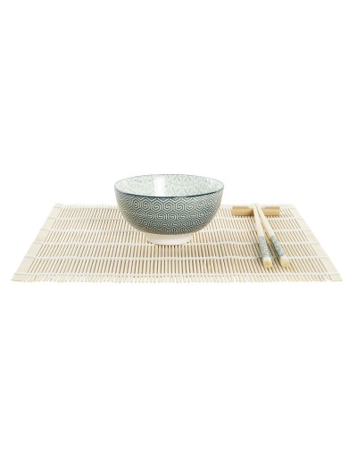 Set de Sushi DKD Home Decor 14,5 x 14,5 x 31 cm Verde Gres Oriental (16 Piezas)