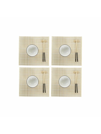 Set de Sushi DKD Home Decor Bambú Gres Blanco Oriental 14,5 x 14,5 x 31 cm (16 Piezas)