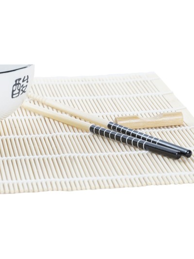 Set de sushi DKD Home Decor Bambou Grès Blanc Oriental 14,5 x 14,5 x 31 cm (16 Pièces)