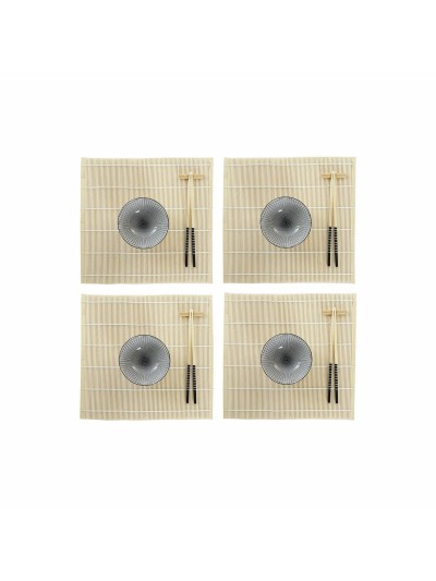 Set de Sushi DKD Home Decor 14,5 x 14,5 x 31 cm Negro Gres Oriental (16 Piezas)