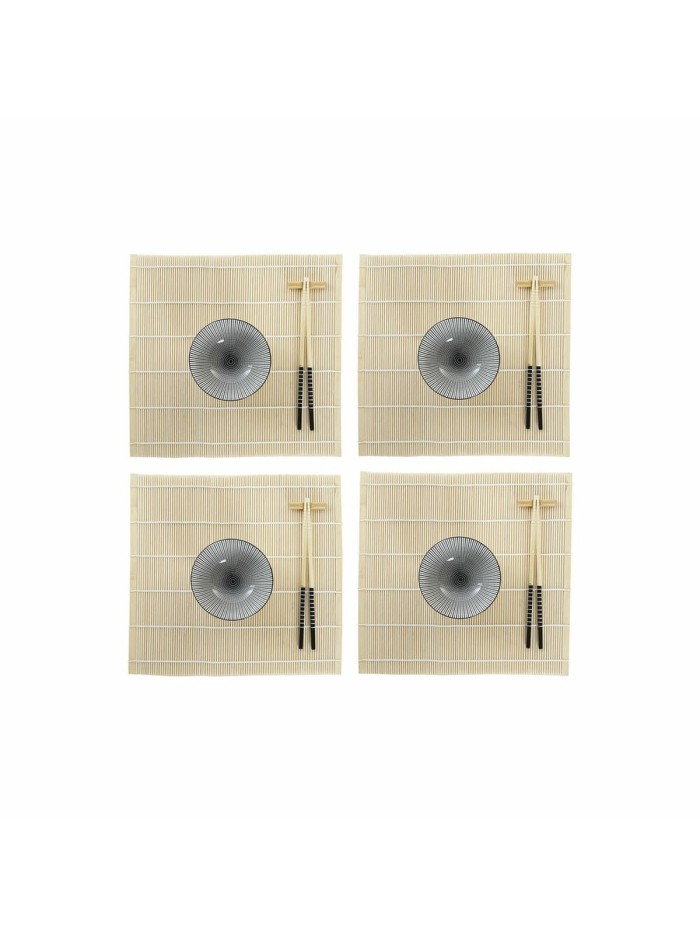 Set de Sushi DKD Home Decor 14,5 x 14,5 x 31 cm Negro Gres Oriental (16 Piezas)
