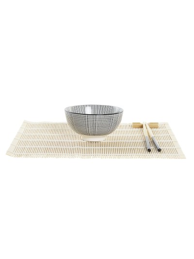 Set de Sushi DKD Home Decor 14,5 x 14,5 x 31 cm Negro Gres Oriental (16 Piezas)