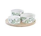 Appetizer Set DKD Home Decor Bamboo Stoneware Sheets Tropical 4 Pieces 18 x 18 x 1 cm
