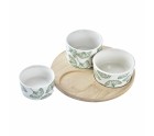 Set de Aperitivo DKD Home Decor Bambú Gres Hojas Tropical 4 Piezas 18 x 18 x 1 cm