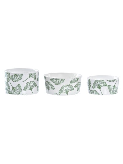 Set de Aperitivo DKD Home Decor Bambú Gres Hojas Tropical 4 Piezas 18 x 18 x 1 cm