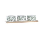 Set de Aperitivo DKD Home Decor Bambú Gres Hojas 3 Piezas 4 Piezas 28 x 9,7 x 1,5 cm