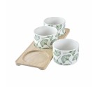 Set de Aperitivo DKD Home Decor Bambú Gres Hojas 3 Piezas 4 Piezas 28 x 9,7 x 1,5 cm