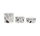 Ensemble à apértif DKD Home Decor Blanc/Noir Bambou Grès Volets Cottage 3 Pièces 8 cm 20 x 20 x 8 cm
