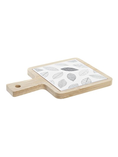 Snack tray DKD Home Decor White/Black Bamboo Stoneware Sheets Cottage 18 x 12 x 1 cm