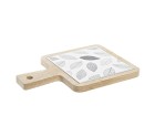 Snack tray DKD Home Decor White/Black Bamboo Stoneware Sheets Cottage 18 x 12 x 1 cm