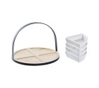 Appetizer Set DKD Home Decor White/Black Metal Bamboo Stoneware Loft 4 Pieces 21,5 x 21,5 x 14 cm