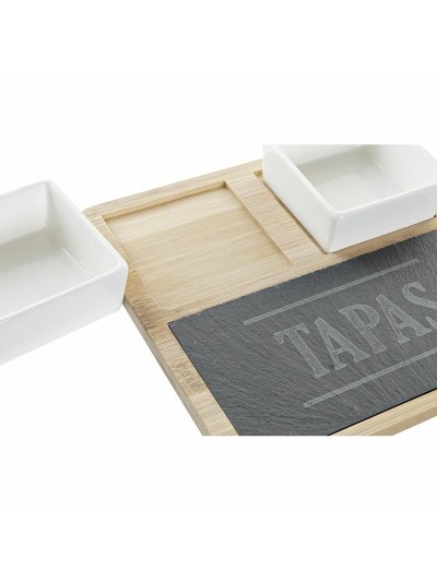 Appetizer Set DKD Home Decor Tapas Bamboo Stoneware Board 3 Pieces 31 x 20 x 5 cm