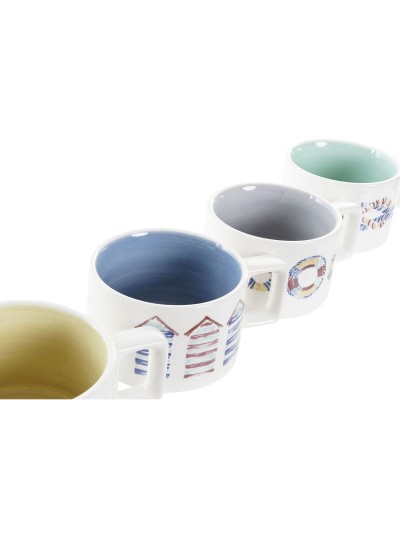 Taza DKD Home Decor Azul Multicolor Metal Dolomita 260 ml