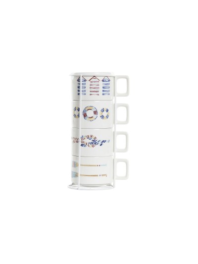 Taza DKD Home Decor Azul Multicolor Metal Dolomita 260 ml