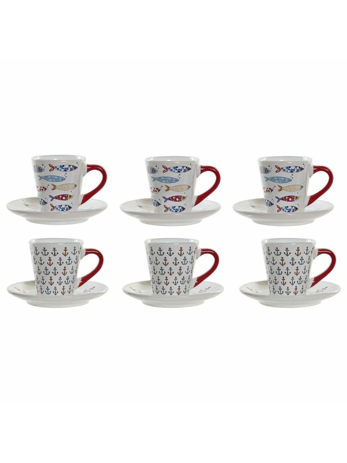 Cup DKD Home Decor Multicolour Metal Stoneware 130 ml