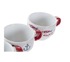 Piece Coffee Cup Set DKD Home Decor Red Multicolour Metal Stoneware Mediterranean 190 ml 4 Pieces