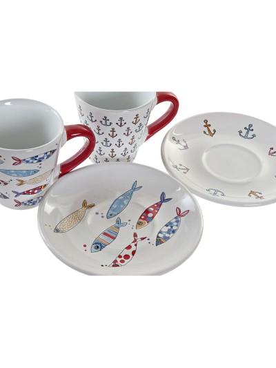 Cup DKD Home Decor Multicolour Metal Stoneware 130 ml