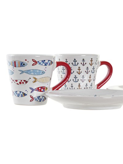 Cup DKD Home Decor Multicolour Metal Stoneware 130 ml