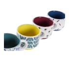 Cup DKD Home Decor Yellow Blue Multicolour Turquoise Maroon Metal Stoneware 150 ml
