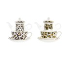 Teapot DKD Home Decor Leopard Crystal Porcelain Brown Transparent White (2 Units)