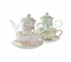 Teapot DKD Home Decor Crystal Porcelain Pink Transparent White Green (2 Units)