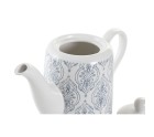 Teapot DKD Home Decor Blue White Brown Rubber wood Stoneware