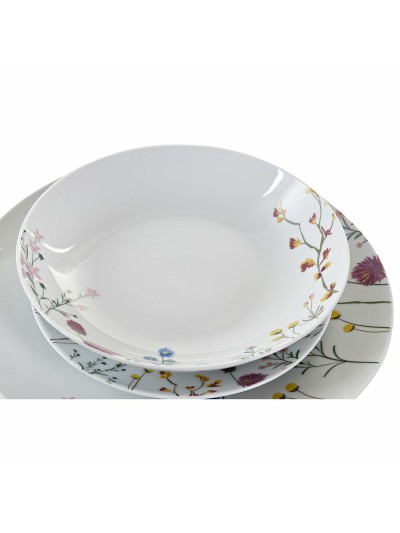 Service de Vaisselle DKD Home Decor Multicouleur Porcelaine Fleurs 27 x 27 x 3 cm 18 Pièces (18 pcs)