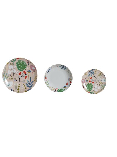 Set de Vajilla DKD Home Decor Multicolor Porcelana Flores Urbano 27 x 27 x 3 cm 18 Piezas (18 pcs)