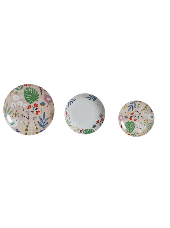 Dinnerware Set DKD Home Decor Multicolour Porcelain Flowers Urban 27 x 27 x 3 cm 18 Pieces (18 pcs)
